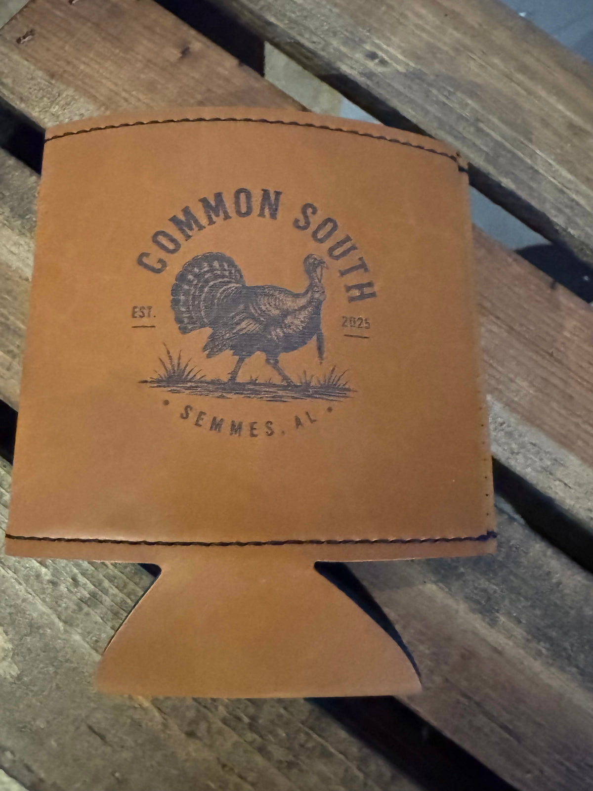 Engraved Common South can cooler with a strutting turkey, EST. 2025, Semmes, AL